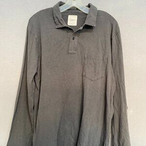 J.Crew Rugged Jersey Long Sleeve Polo Shirt Gray Men’s Large 100% Cotton Casual